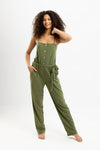 Pineapple Summer Suspenders Jumpsuit Olive