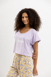 Mini Flowers Summer Cropped Top Lavender