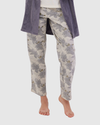 Grey Floral Winter Pants Beige