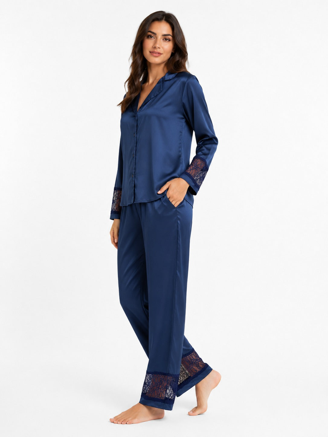 Royal navy satin pajama