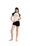 Plain Black half-sleeve pajamas 3Pieces