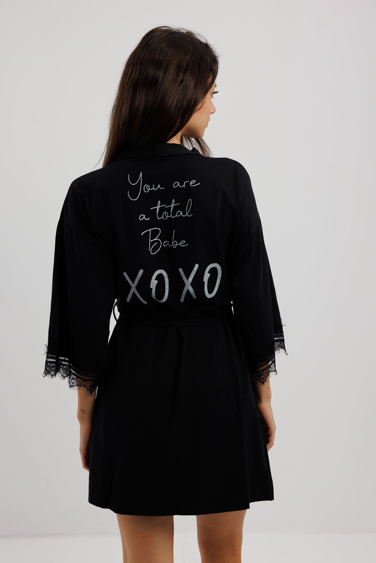 Lace Trim Cotton Robe