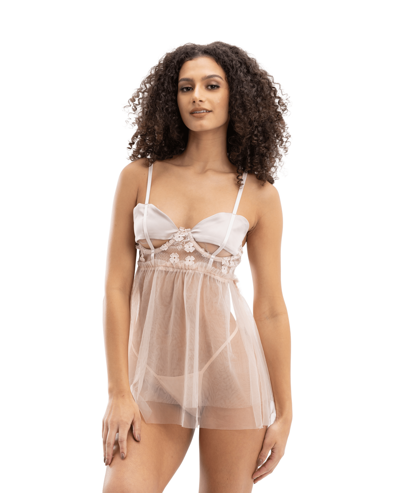 Lace Open Back Baby doll Free Size Pink