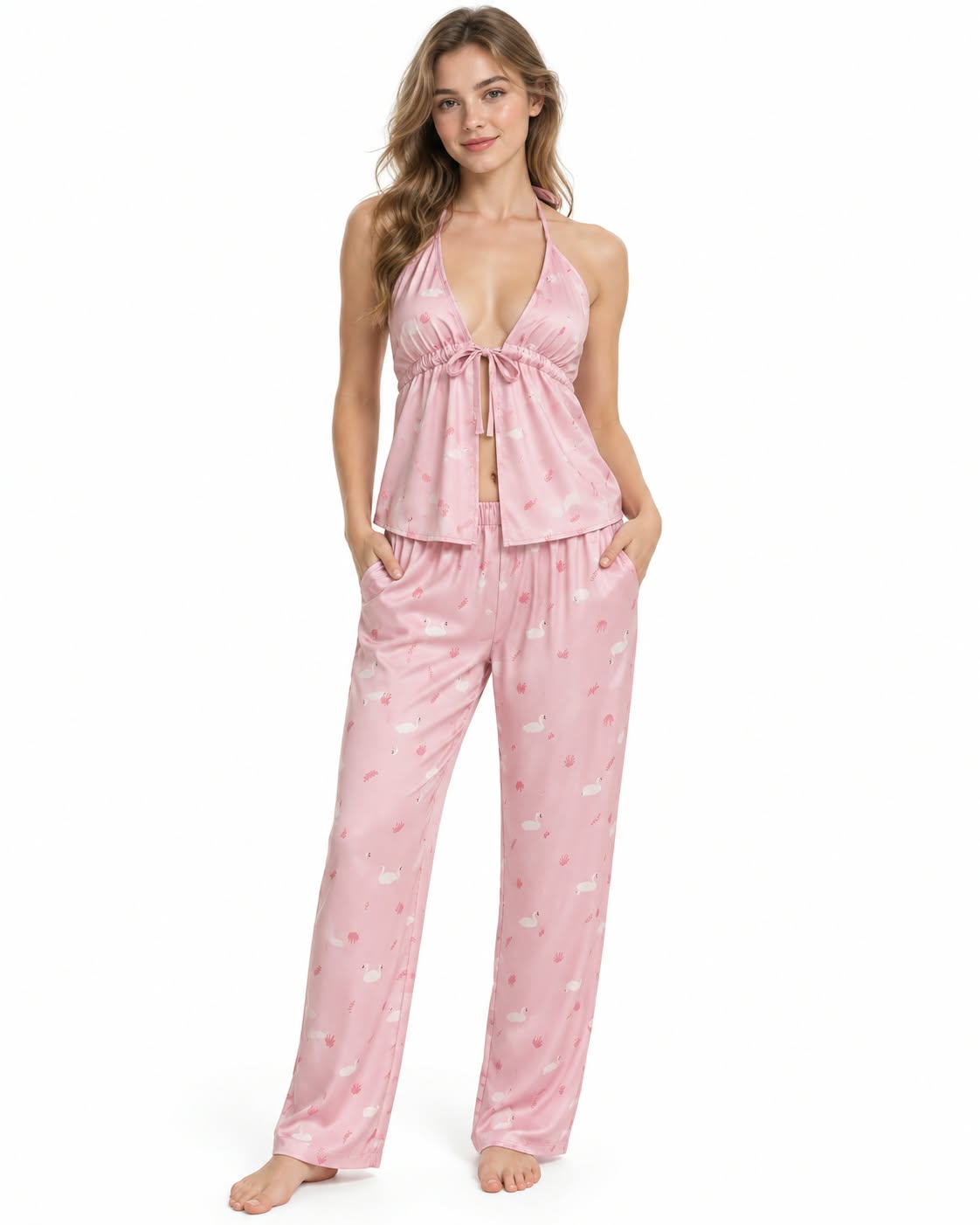 Rose swan satin pajama