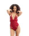 Scarlet Satin One peace Lace Trim Detail Bodysuit