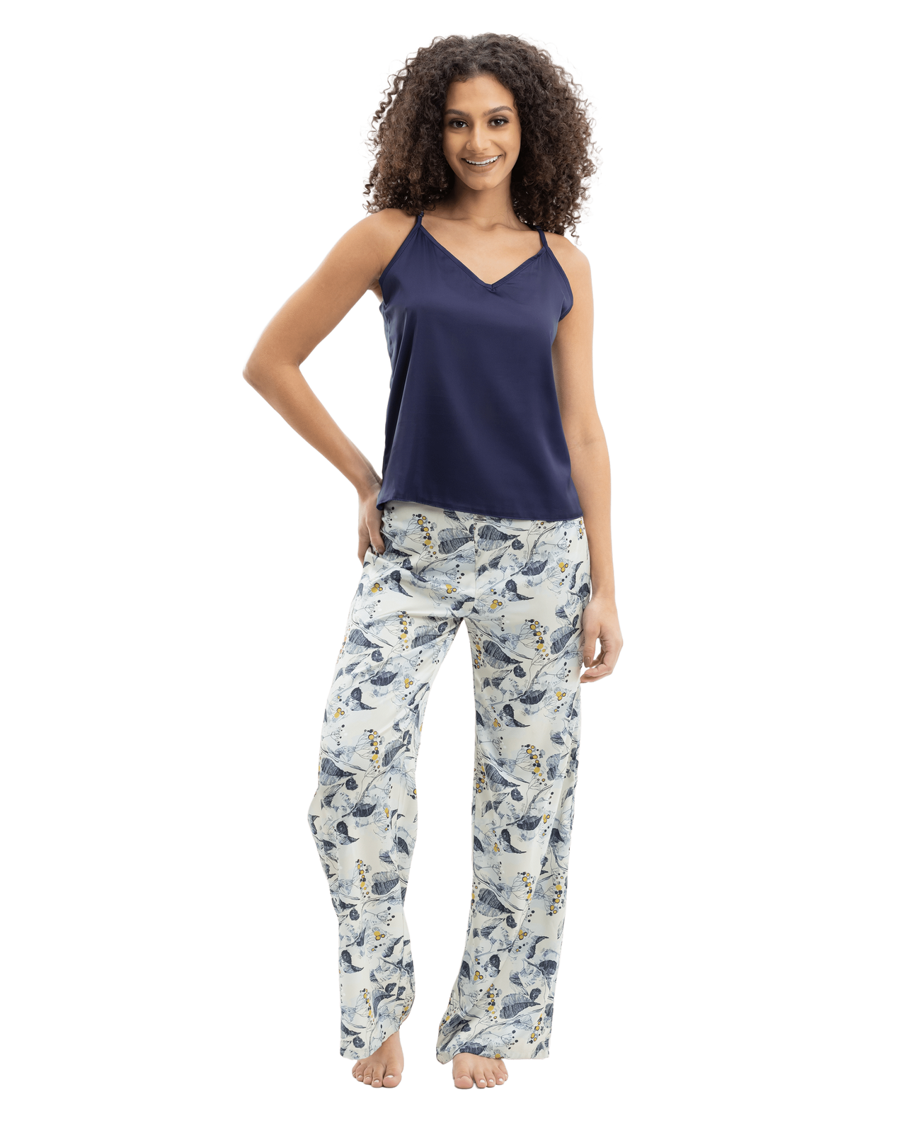 Women's Two-pieces Pajama  Belt Blue