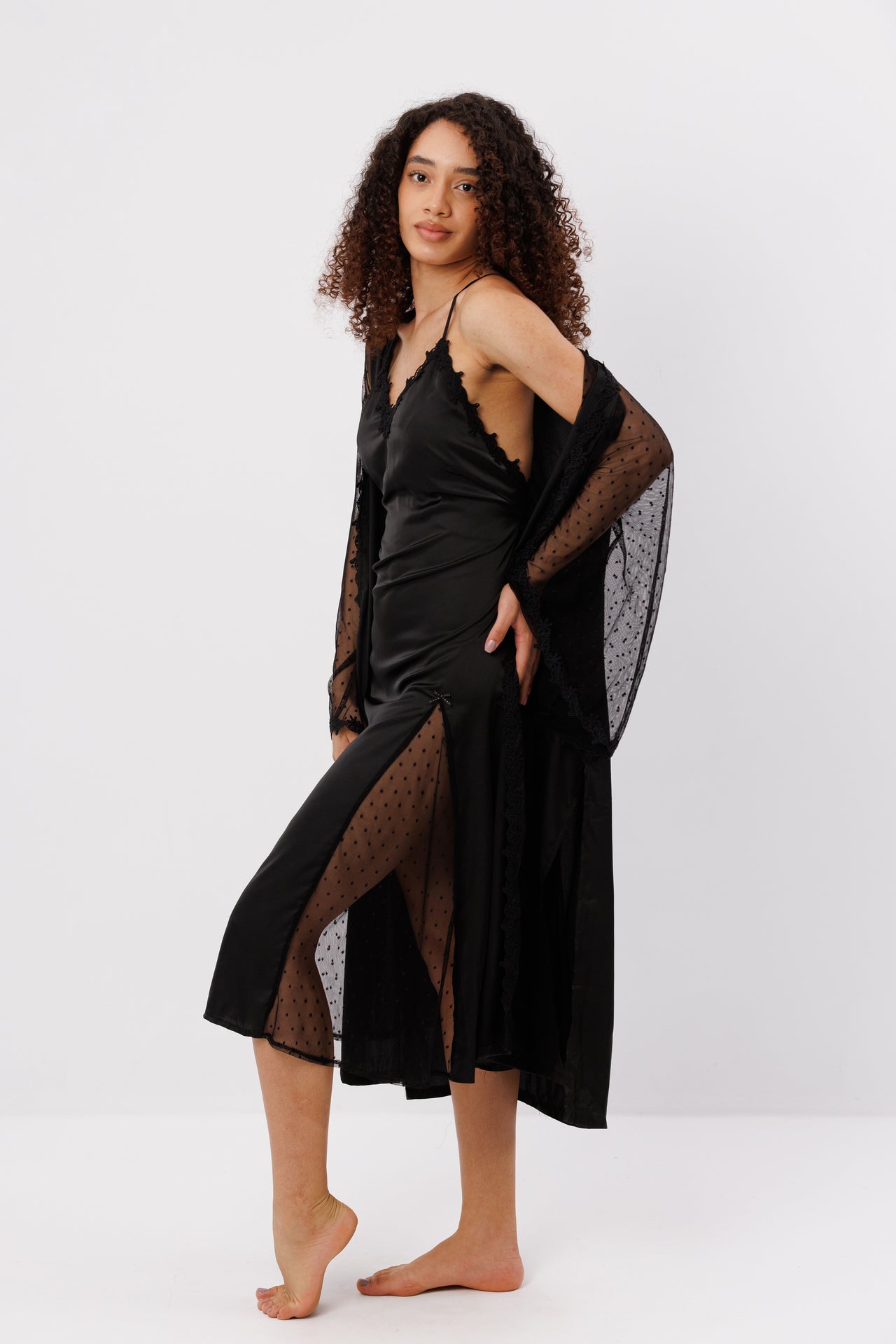Lace Robe and Slip Dress Set