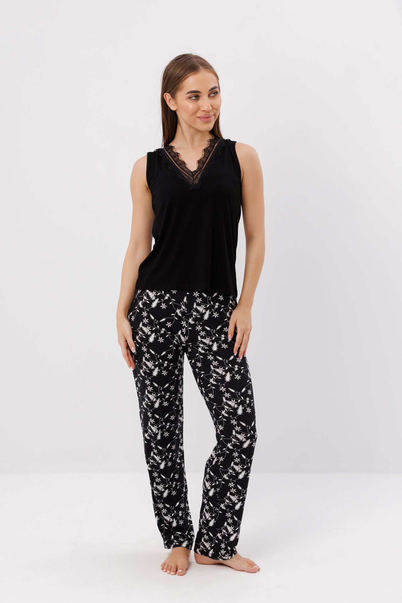 Cotton Floral set with lace trim