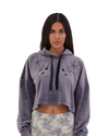 Grey Floral Winter Hoody Top Gray