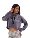 Grey Floral Winter Hoody Top Gray