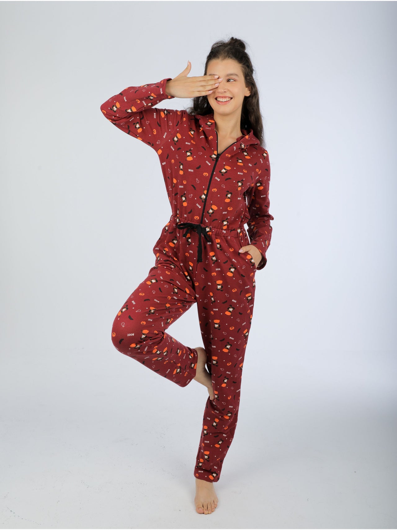 winter red jumpsuit