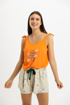 Cafe Floral Summer Full Pajama Orange