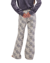 Grey Floral Winter Wide Pants Biege