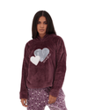 Hearts Winter Hoodie Top Burgundy