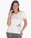 A2z - Happy Lines Half Sleeve Top - White