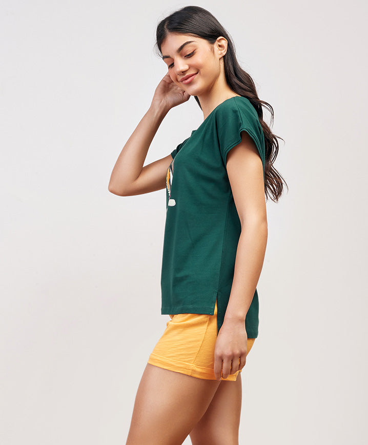 A2Z Summer Full Pajama short sleeves Green