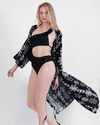 Swimwear Summer Cover-Up Self Belted Free Size Black