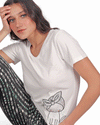 A2z - Happy Lines Half Sleeve Top - White