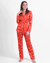 A2Z - Feminine Leaves Classic Pajama Satin - Orange