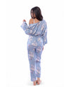 A2Z Floral Satin Pajama Set Baby-Blue - 3 PCs