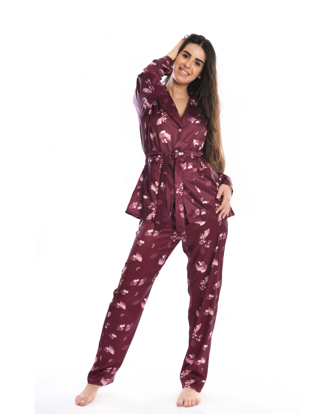 A2Z Classic Satin Burgundy pajama 