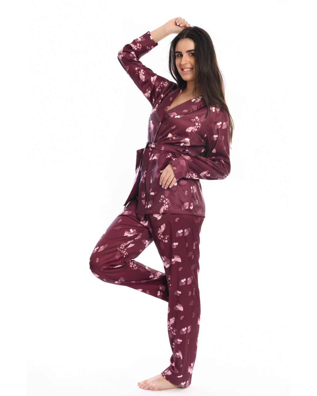 A2Z Classic Satin Burgundy pajama 