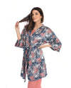 A2Z Women's Floral Satin Short Robe