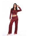 A2Z Stain Crop Top Two Pieces Burgundy