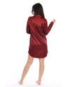 Satin Printed Nightshirt Long Sleeve Red