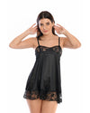 A2Z Women Lace Stain Black Nightdress