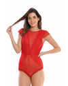 A2Z - Lace Romper Short Sleeves Red