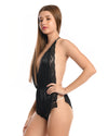 Women's Black Satin Romper with Lace