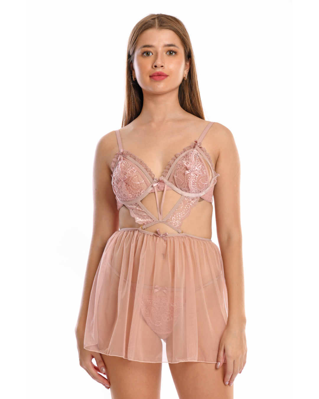 Women's Mesh Lace Nightdress Two Pieces