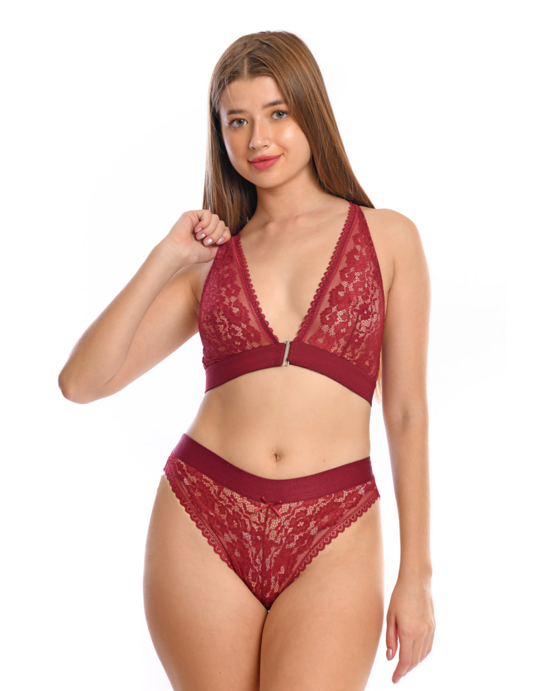 Lace Non-Wire Set Red 2 PCs